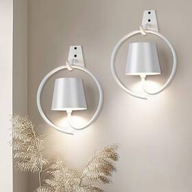 Yl-w07-02-cw-wh-2 Faithorse 5200mah Wireless Wall Light Rechargeable Batttery Operated Sconces Set Of