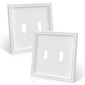 2520xn-ybwp-d2 Fanyinty Double Toggle Light Switch Cover Wall Plate Pure White Modern Decorative Out