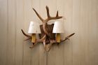 Hp-66901 Faux 3 2 Rustic 16x20 Usa Lamp Sconce Wall Antler Hide Lights Horns Shades