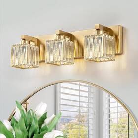 Jw-003 Fdpby Modern Crystal Bathroom Vanity Light 3-lights Gold Brushed Brass Finish Moder