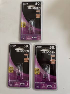 Gy8.6 Feit Electric 017801784558 Lot 3 New 50-watt Halogen Bulb Bi-pin Base In Pkg