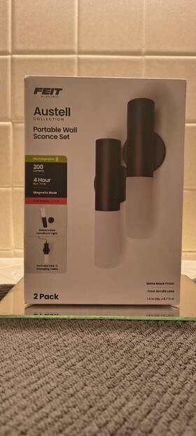 Wsr6 Feit Electric Wsr6/827/bk/2 Austell Collection Led Portable Wall Sconce Set Rechargeable New
