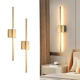 1001-w28-co Fengkiop Wall Sconces Set Of Two Led Dimmable Lighting Brushed Gold Mod