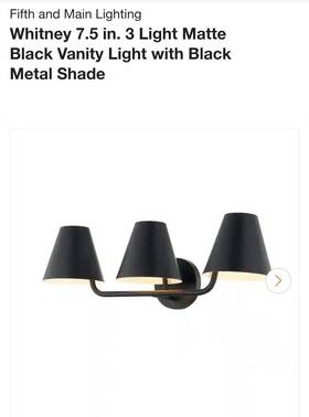 Hd-2631-mb Fifth And Main Lightning Fifth&main Whitney 7.5 Inch 3 Light Matte Black Vanity With Metal Shade