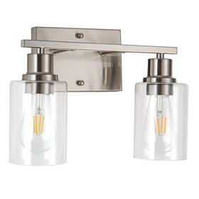 Filimitiy 643459158504 2-light Bathroom Light Fixtures Brushed Nickel Vanity Clear Glass Shade Mo