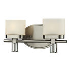 84091 Fixture White Glass 2 Light Elk Contemporary Satin Tassoni Nickel Vanity