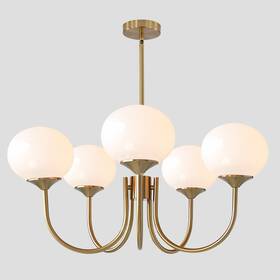 Fp2106w-5 Flyrose 5-light Modern Globe Sputnik Chandelier Mid Century Large Glass Gold