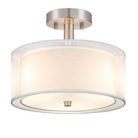 Cv0530001 Folksmate 3-light Semi Flush Mount Ceiling Light Fixture Drum With Dou