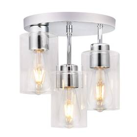 Qlxdd0068c Foucasal Semi Flush Mount Ceiling Light 3-light Chrome Fixtu