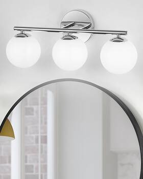 Ulyqbd47-3d Foucasal Globe Bathroom Light Fixtures Chrome Vanity With Plastic Milk White