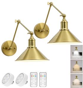 9023-b2 Franing Battery Powered Wall Light Gold Long Arm Set Of 2 Retro Cordless 9023-b2 Franing Battery Powered Wall Light Gold Long Arm Set Of 2 Retro Cordless