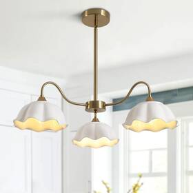 D5054 Fulesi Semi Flush Mount Chandelier Mid Century Modern Sputnik With White