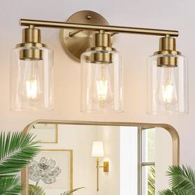 Fylbinye 791715251633 3 Light Bathroom Vanity Over Mirror Modern Wall Sconce With Glass Shade