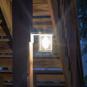 Gama Sonic 859641008858 Solar Coach Outdoor Wall Sconce Lantern With Warm White