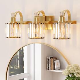 Garveetech 198723688152 Crystal Gold Bathroom Vanity Light 3 Modern Fixtu