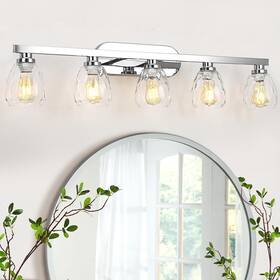 U1ozs-zmhyapw1apqgmwr5dx2g Garveetech 5 Light Bathroom Fixtures Chrome With Hammered Glass Shade Vanity Ligh