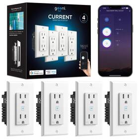 Gn-ww415-199 Geeni Smart Wifi In-wall Outlet White 4 Pack 2 Outlets Per Plug