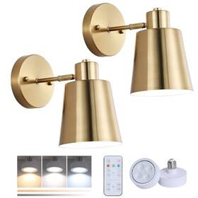 Cdbb001 Geluobo Us Battery Operated Wall Sconce Set Of Two Modern With Remote Control Gold