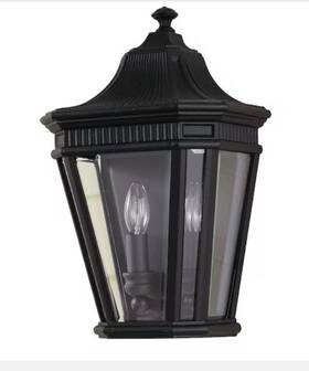 Generation Lighting 014817318302 Light Cotswold Lane 2-light Black Outdoor 16 Inch Wall Lantern Sconce