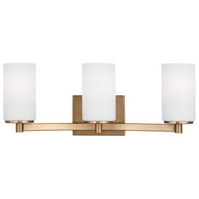 4439103en3-848 Generation Lighting Hettinger 3-light Bathroom Vanity Light In Satin Brass