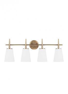 4440404en3-848 Generation Lighting Satin Brass Four Light Wall Bath From The Driscoll Collection
