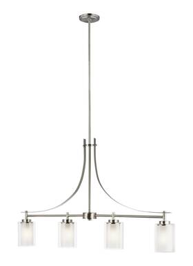 6637304en3-962 Generation Lighting Brushed Nickel Four Light Island Pendant From The Elmwood Park Collection