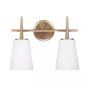 Generation Lighting 711181039863 Driscoll 15.5 Inch 2-light Contemporary Modern Satin Brass Wall Bathroom Vanity L