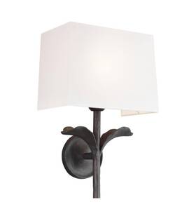 Ew1011a1 Generation Lighting Georgia 1-light 11 Inch Aged Iron Wall Sconce With White Linen Shad