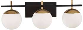 P1353-618  George Kovacs Alluria 24 Inch Black And Gold 3-light Modern Bath Light