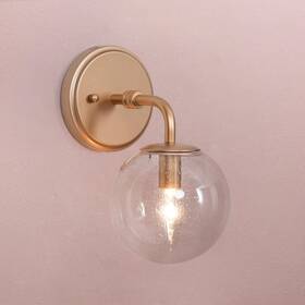 Gepow 732133129234 Gold Wall Sconce 1-light Minimalist Sconces Lighting With Seeded Glass