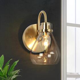 Gepow 732133129418 Gold Sconces Wall Lighting Modern 1-light Sconce With Clear Glass Shade