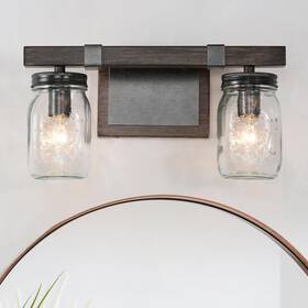 Gepow 732133129982 Farmhouse Bathroom Light Fixtures 2-light Mason Jar Vanity Lights For Bathro
