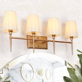 Gepow 732133133064 Gold Bathroom Light Fixtures 4 Modern Vanity Lights For