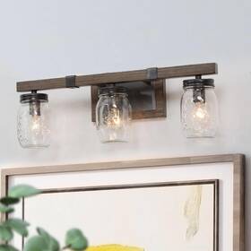 Gepow 732133133071 Farmhouse Bathroom Light Fixtures 3-light Mason Jar Vanity Lights