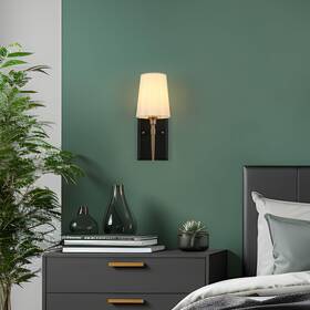 Gepow 732133134436 Black Gold Sconce Modern Sconces Wall Lighting With Fabric Shade For Bathroo