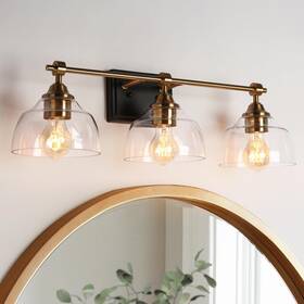 Gepow 732133135402 Bathroom Light Fixtures 3-light Black And Plating Brass