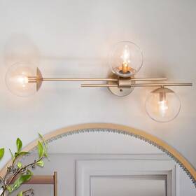 Gepow 732133135709 Gold Bathroom Sconces Wall Lighting Modern Sconce With Globe Clear Glas