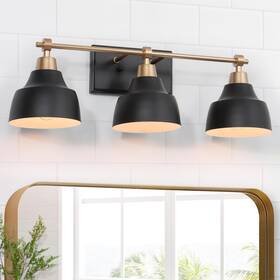 Gepow 732133136867 Bathroom Wall Light Fixtures 3-light Black Gold Vanity Modern Farmhou
