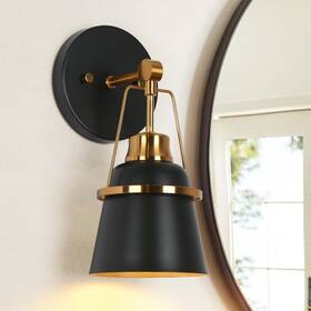 Gepow 739406525007 Black Gold Wall Sconces Modern 1-light Lighting For Bedroom Ba
