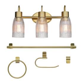 63000208 Globe 058219834251 Electric 5-piece All-in-one Bathroom Accessory Set With 19 Inch 3-light