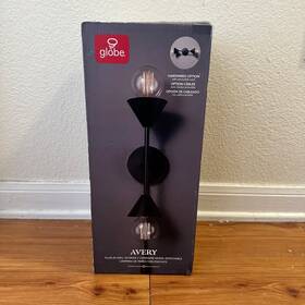Globe 058219944325 Avery 2-light Black Plug-in/hardwire Wall Sconce Horizontal Or Vertical Mount
