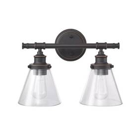 3008646 Globe 51444 Electric Parker 2-light Oil Rubbed Bronze Vanity Light Clear Glass