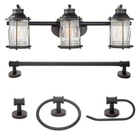 51549 Globe Electric 5-piece All-in-one Bathroom Set Oil Rubbed Bronze 3-light Va