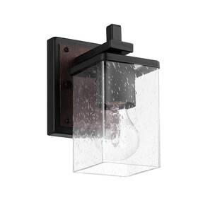 51675 Globe Electric Dakota 1-light Vanity Light Matte Black Dark Faux Wood Accen