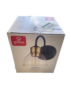 51714 Globe Electric Brown 4.92 Inch Dark Bronze Sconce With Antique Brass Socket New