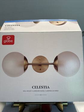 51726 Globe Electric Celestia 2-light W Frosted Glass Shade Wall Sconce - Brass