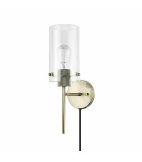 51789 Globe Johnson 1-light Antique Brass Plug-in Or Hardwire Wall Sconce 51789 Globe Johnson 1-light Antique Brass Plug-in Or Hardwire Wall Sconce