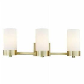 Globe Electric 058219516164 Marcie 3-light Matte Brass Vanity Light With Frosted Glass Shades