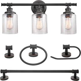 51415 Globe Electric Camden 5-piece All-in-one Bathroom Set 3 Vanity Light With