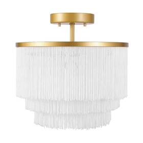 65892 Globe Electric 1-light Flush Mount Ceiling Light Matte Gold White Fab